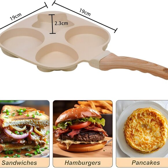 Non-stick Pan Pot Home Kitchen Cookware Egg Hamburger Steak Flat Bottom Frying - Picture 3 of 9